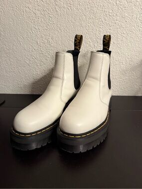 Dr. Martens White Platform Chelsea Boots